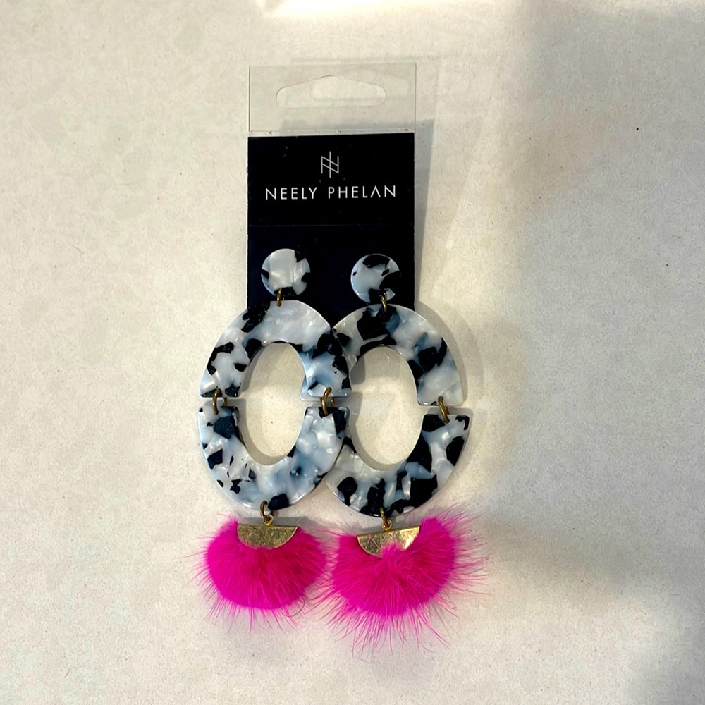 Neely Phelan Orbit Mink Drop Earrings